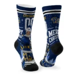 Pittsburgh Panthers Socks Personalized Snowy Scene Royal Blue White Best Selling