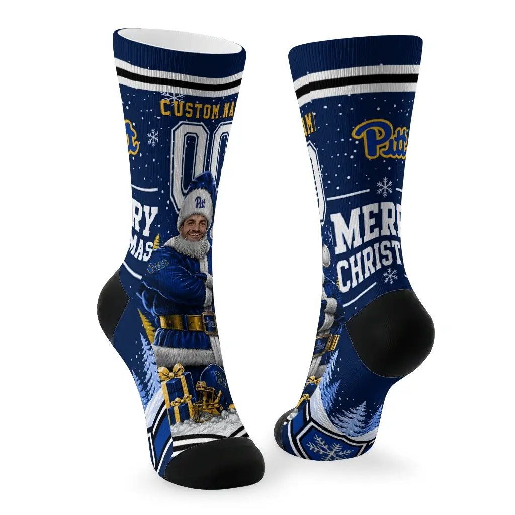 Pittsburgh Panthers Socks Personalized Snowy Scene Royal Blue White Fashion Forward Pittsburgh Panthers Socks Personalized Snowy Scene Royal Blue White Fashion Forward
