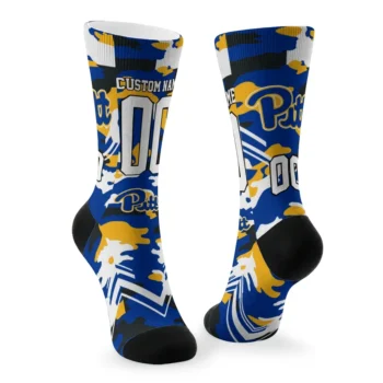 Pittsburgh Panthers Socks Personalized Woodland Camo Royal Blue Fashion Forward