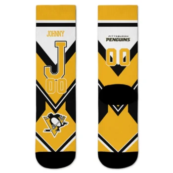 Pittsburgh Penguins Socks Custom Arrow Blocks Yellow Best Selling