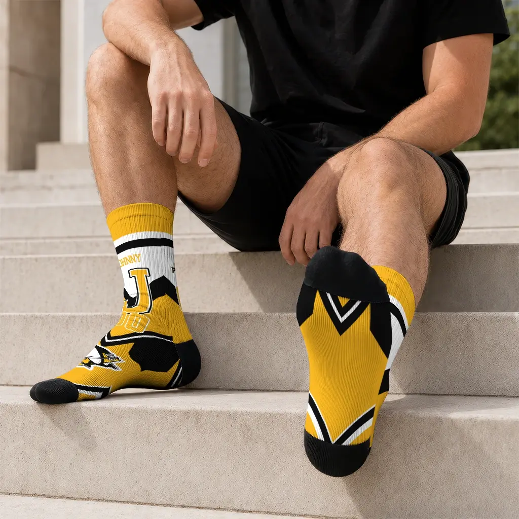 Pittsburgh Penguins Socks Custom Arrow Blocks Yellow Latest Model Pittsburgh Penguins Socks Custom Arrow Blocks Yellow Latest Model