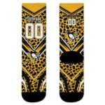 Pittsburgh Penguins Socks Custom Leopard Print Yellow Black Best Selling