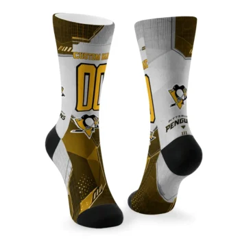 Pittsburgh Penguins Socks Customized Geometric Tech Yellow Fashion Forward