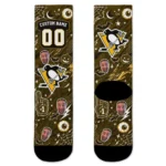 Pittsburgh Penguins Socks Customized Scattered Icons Yellow Best Selling