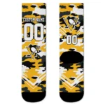 Pittsburgh Penguins Socks Customized Woodland Camo Yellow Best Selling