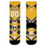 Pittsburgh Penguins Socks Personalized Argyle Pattern Yellow Best Selling
