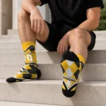 Pittsburgh Penguins Socks Personalized Argyle Pattern Yellow Best Selling