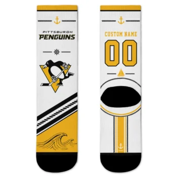 Pittsburgh Penguins Socks - Personalized Nautical Icons Yellow White
