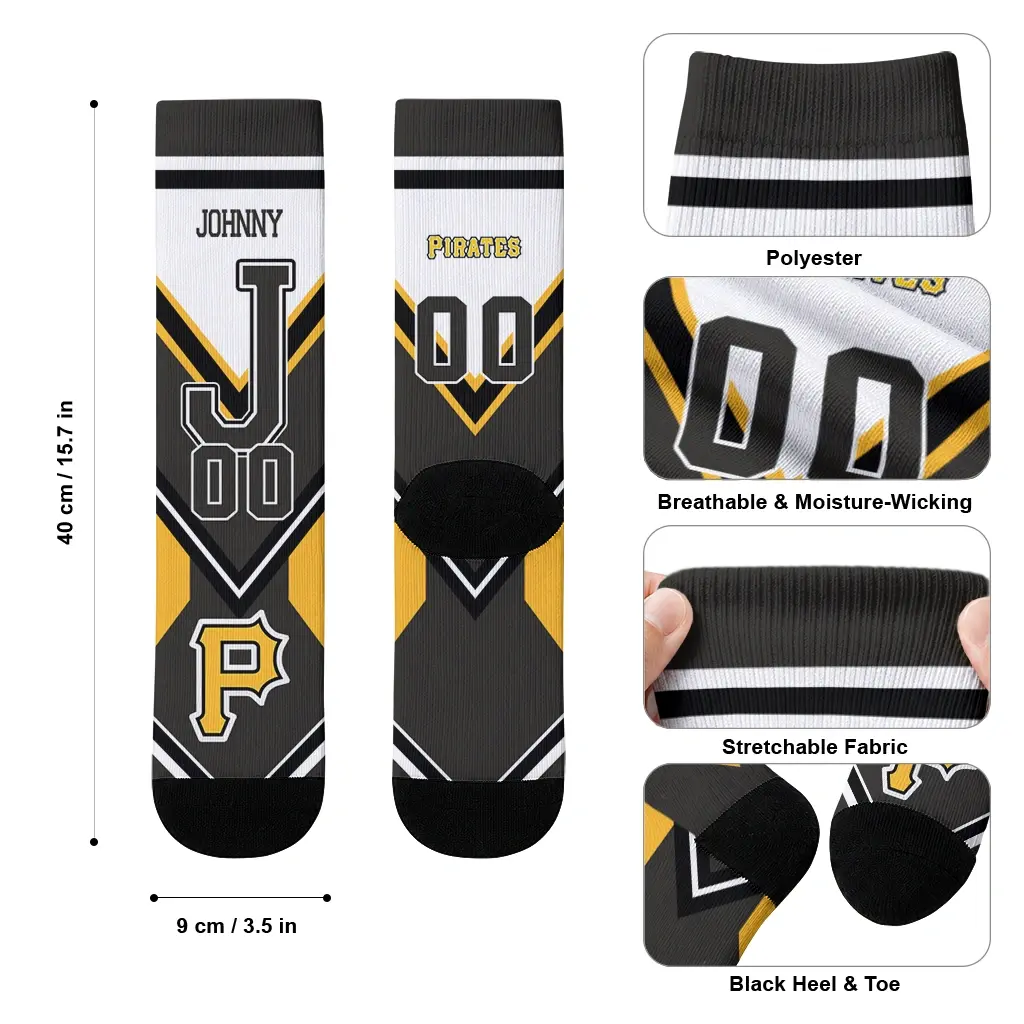 Pittsburgh Pirates Socks Custom Arrow Blocks Black High Quality Pittsburgh Pirates Socks Custom Arrow Blocks Black High Quality