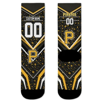 Pittsburgh Pirates Socks Custom Leopard Print Black Best Selling