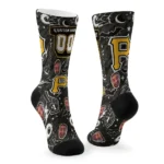 Pittsburgh Pirates Socks Customized Scattered Icons Black Best Selling