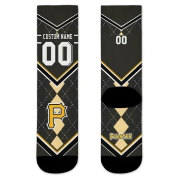 Pittsburgh Pirates Socks Personalized Argyle Pattern Black Best Selling