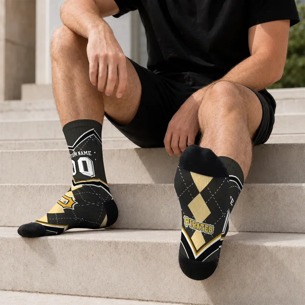Pittsburgh Pirates Socks Personalized Argyle Pattern Black Latest Model Pittsburgh Pirates Socks Personalized Argyle Pattern Black Latest Model