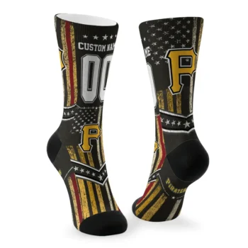 Pittsburgh Pirates Socks Personalized Star Stripes Black White Fashion Forward