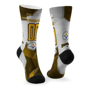 Pittsburgh Steelers Socks Custom Geometric Tech Gold Fashion Forward