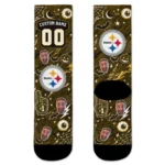 Pittsburgh Steelers Socks Custom Scattered Icons Gold Best Selling