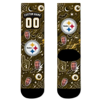 Pittsburgh Steelers Socks Custom Scattered Icons Gold Best Selling