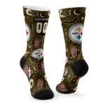 Pittsburgh Steelers Socks Custom Scattered Icons Gold Best Selling