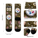 Pittsburgh Steelers Socks Custom Scattered Icons Gold Best Selling