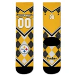 Pittsburgh Steelers Socks Customized Argyle Pattern Gold Best Selling