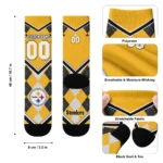 Pittsburgh Steelers Socks Customized Argyle Pattern Gold Best Selling