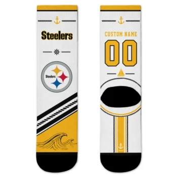 Pittsburgh Steelers Socks - Customized Nautical Icons Gold White