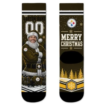 Pittsburgh Steelers Socks Customized Snowy Scene Gold White Best Selling