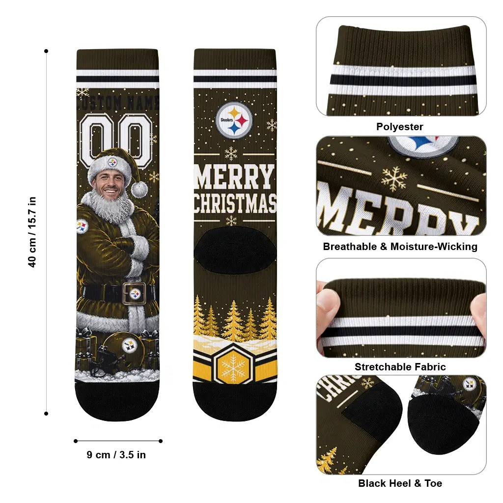 Pittsburgh Steelers Socks Customized Snowy Scene Gold White High Quality Pittsburgh Steelers Socks Customized Snowy Scene Gold White High Quality