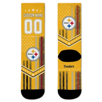 Pittsburgh Steelers Socks Customized Star Stripes Gold White Best Selling