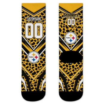 Pittsburgh Steelers Socks Personalized Leopard Print Gold Black Best Selling