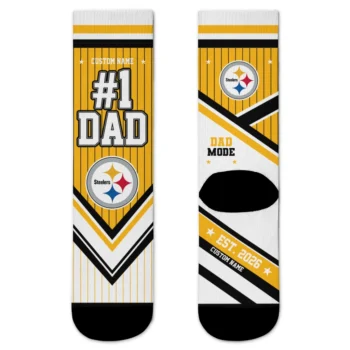 Pittsburgh Steelers Socks - Personalized Pinstripe Chevron Gold White