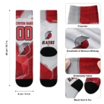 Portland Trail Blazers Socks Custom Geometric Tech Red Best Selling