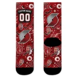 Portland Trail Blazers Socks Custom Scattered Icons Red Best Selling