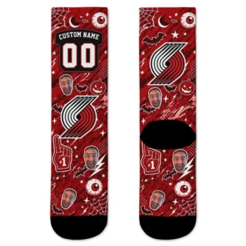Portland Trail Blazers Socks Custom Scattered Icons Red Best Selling