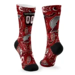 Portland Trail Blazers Socks Custom Scattered Icons Red Best Selling