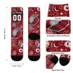 Portland Trail Blazers Socks Custom Scattered Icons Red Best Selling