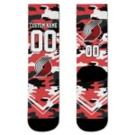 Portland Trail Blazers Socks Custom Woodland Camo Red Best Selling