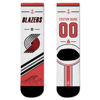 Portland Trail Blazers Socks - Customized Nautical Icons Red White