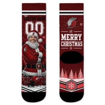 Portland Trail Blazers Socks Customized Snowy Scene Red White Best Selling