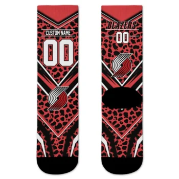 Portland Trail Blazers Socks Personalized Leopard Print Red Black Best Selling