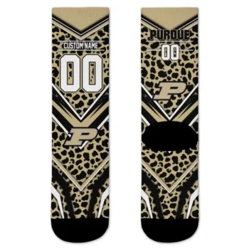 Purdue Boilermakers Socks Custom Leopard Print Gold Black Best Selling