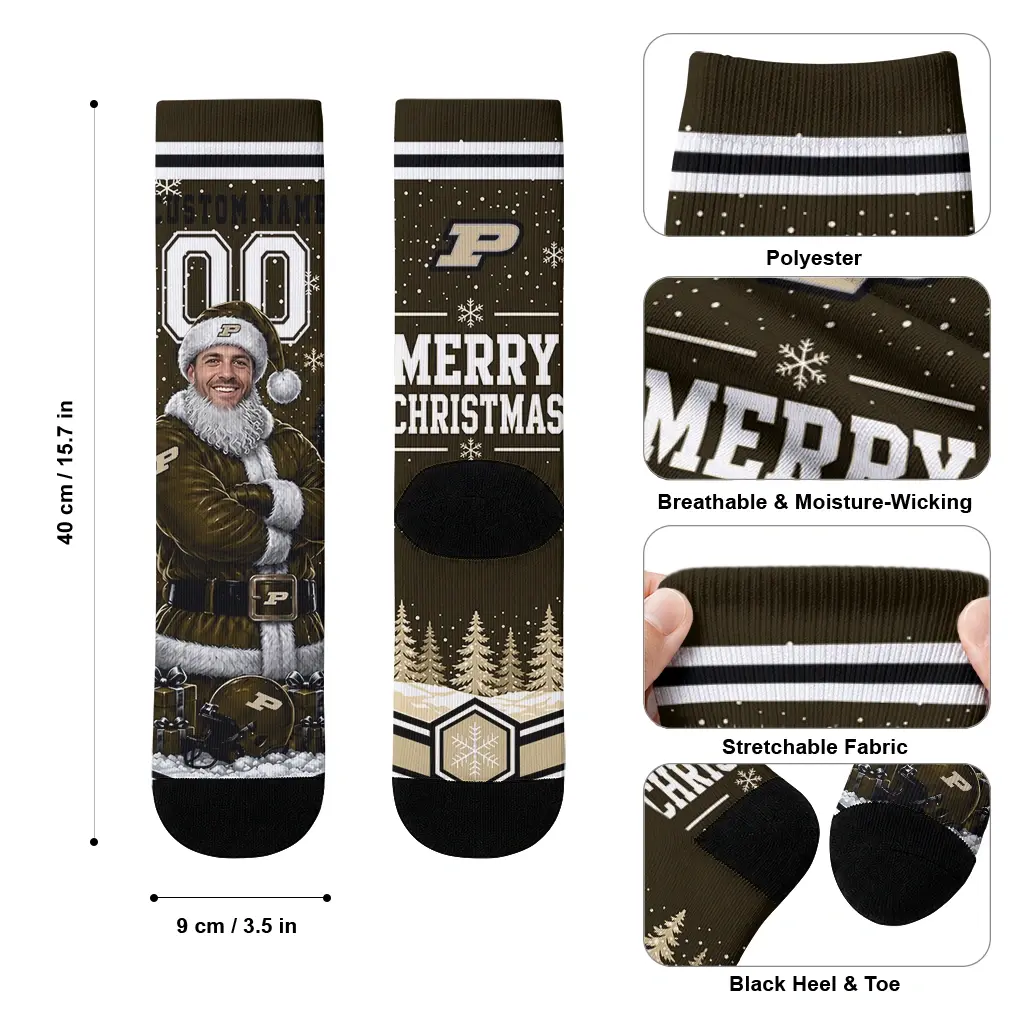 Purdue Boilermakers Socks Custom Snowy Scene Gold White High Quality Purdue Boilermakers Socks Custom Snowy Scene Gold White High Quality