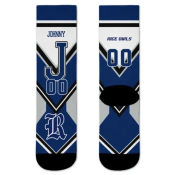 Rice Owls Socks Custom Arrow Blocks Navy Blue Best Selling