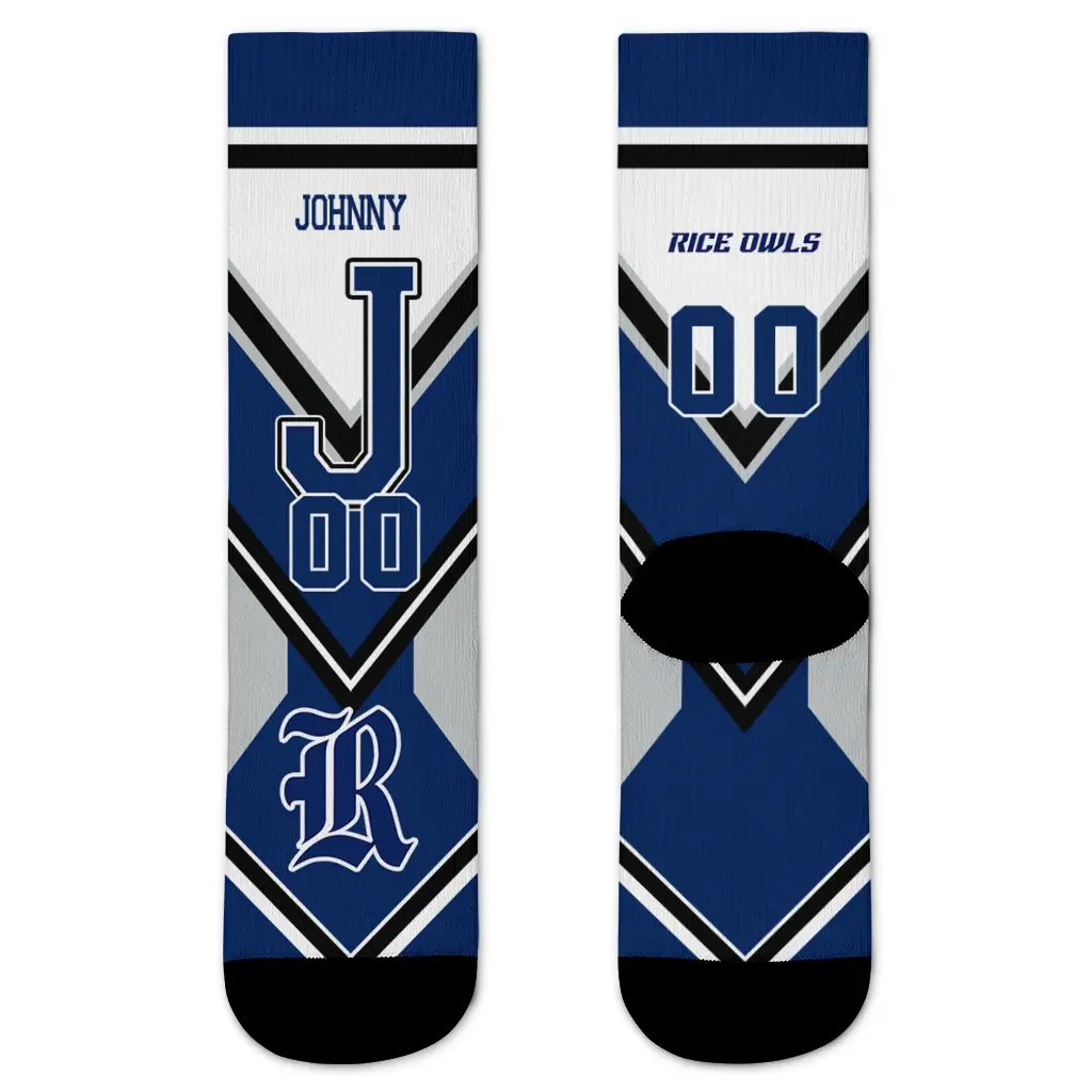 Rice Owls Socks Custom Arrow Blocks Navy Blue Best Selling Rice Owls Socks Custom Arrow Blocks Navy Blue Best Selling