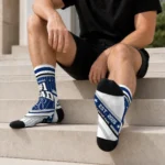 Rice Owls Socks Custom Pinstripe Chevron Navy Blue White Best Selling