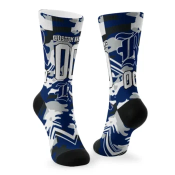 Rice Owls Socks Custom Woodland Camo Navy Blue Fashion Forward