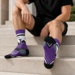 Sacramento Kings Socks Custom Arrow Blocks Purple Best Selling