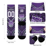 Sacramento Kings Socks Custom Leopard Print Purple Black Best Selling