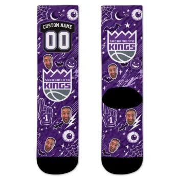 Sacramento Kings Socks Customized Scattered Icons Purple Best Selling