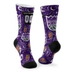 Sacramento Kings Socks Customized Scattered Icons Purple Best Selling